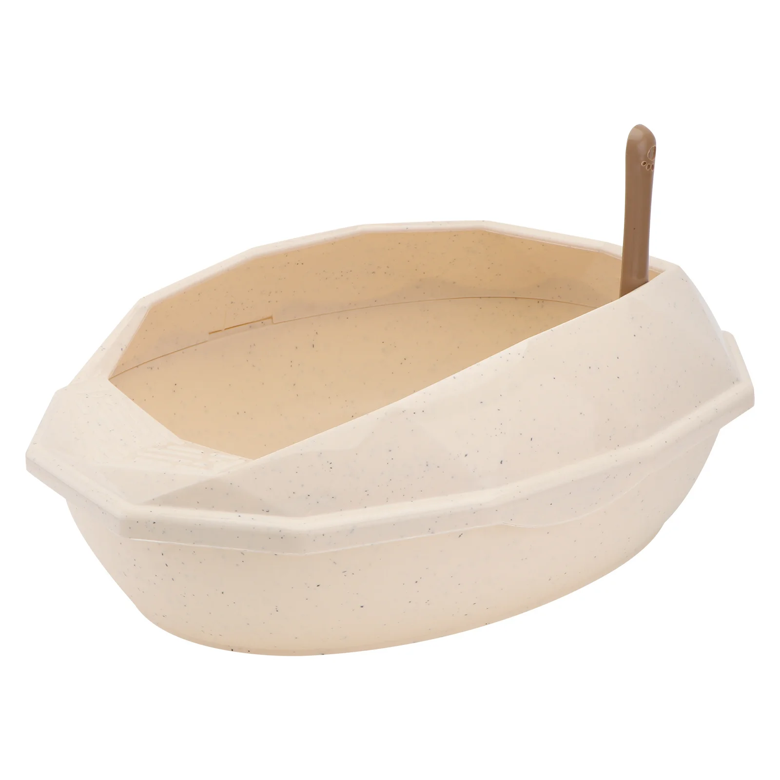 

Cat Toilet Litter Basin Half-Closed Flap Design Durable Material Easy to Clean Prevents Scattering Home Bedroom Dot Khaki