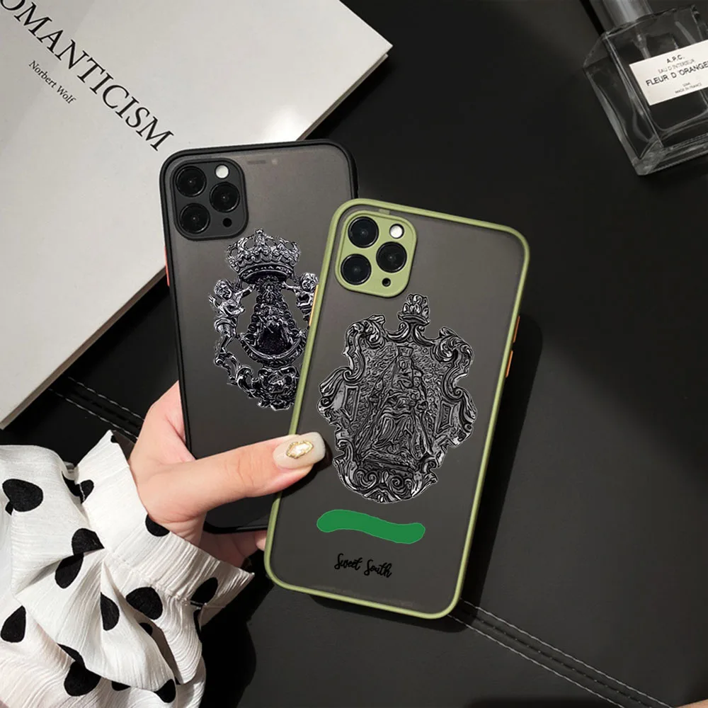 Phone Case For iPhone 15 Pro XS Max 14 7 8 6 6s Plus SE 11 12 13 Mini X XR Christ Church emblem Art Flag Black Translucent Cover