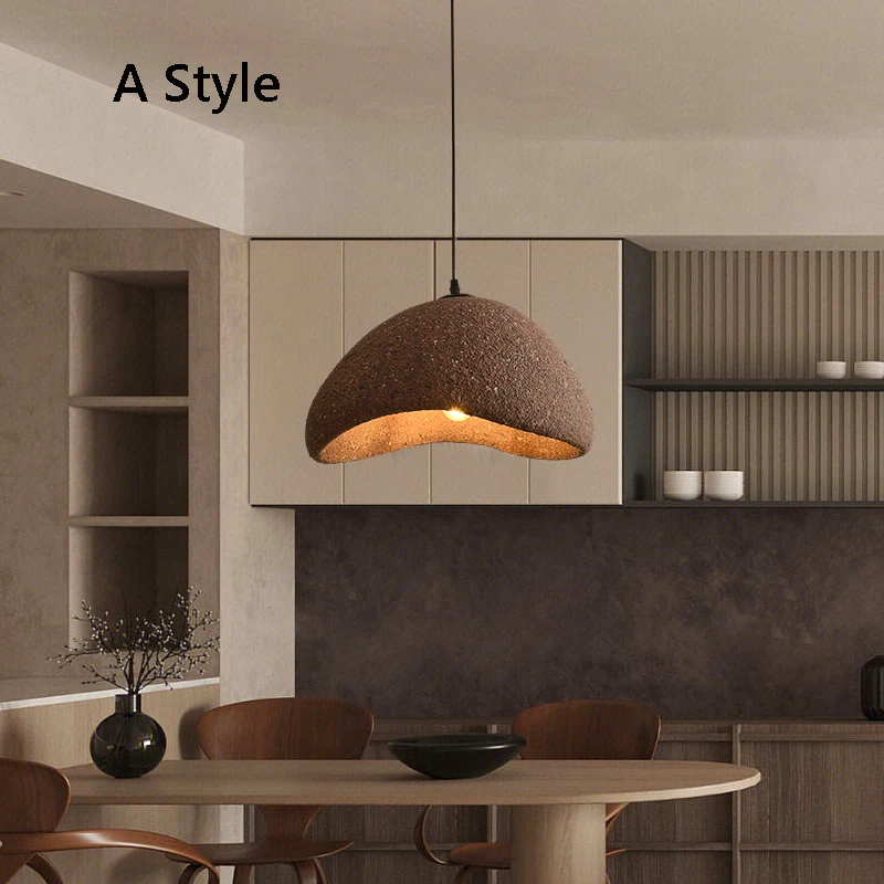 Nordic Minimalist Japanese Wabi Sabi Creative Art Simple Pendant Lamp Vintage LED Light Living Dining Room Bedroom Home Decor