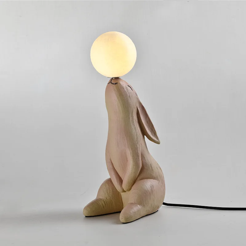 الراتنج الطبيعي أرنب لمبة مكتب لغرفة المعيشة ديكور المنزل مع G9 الاكريليك الكرة عاكس الضوء الإبداعية عنبر الشهير الجدول مصباح