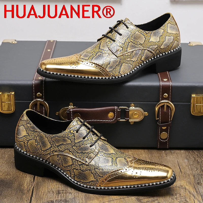 

Snakeskin Grain Formal Shoes Leather Oxfords for Men Dressing Wedding Men's Brogues Office Shoes Lace Up Male Zapatos De Hombre