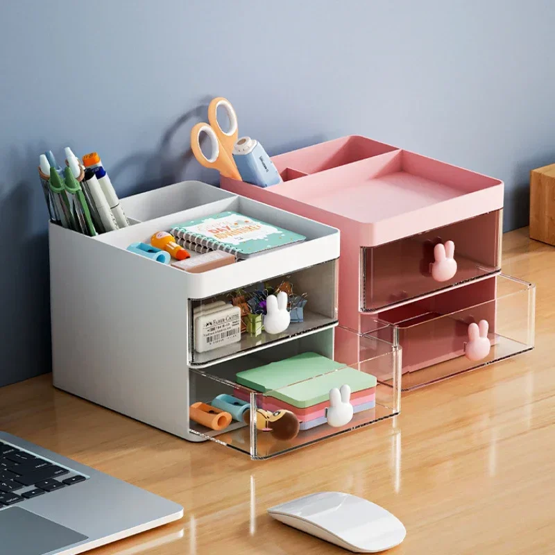 

Desktop Storage Box Organizer Drawer Type Transparent Acrylic Rabbit Desk Stationery Hand Account Storage Rack Desk Pen Holder