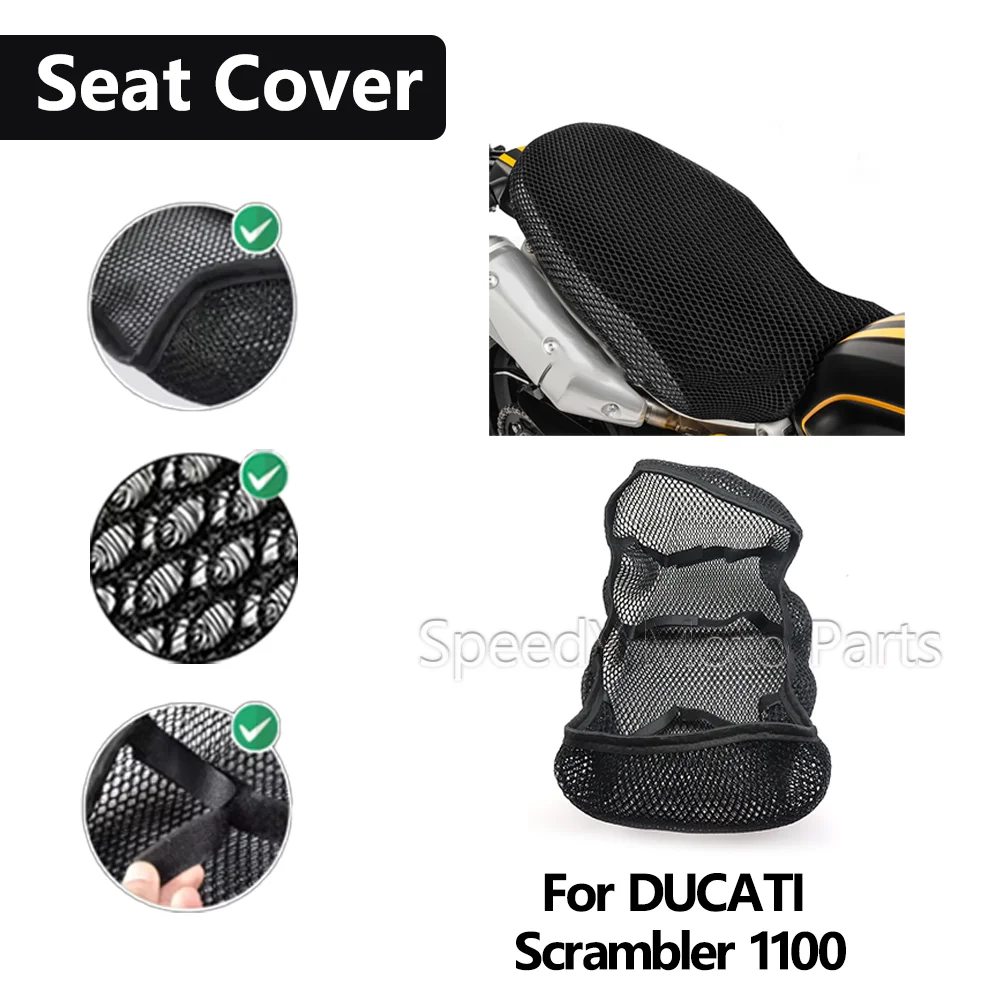 Motorcycle Seat Cover Heat Insulation 3D Mesh Fabric Breathable Non-Slip Protection Cushion For DUCATI Scrambler 1100