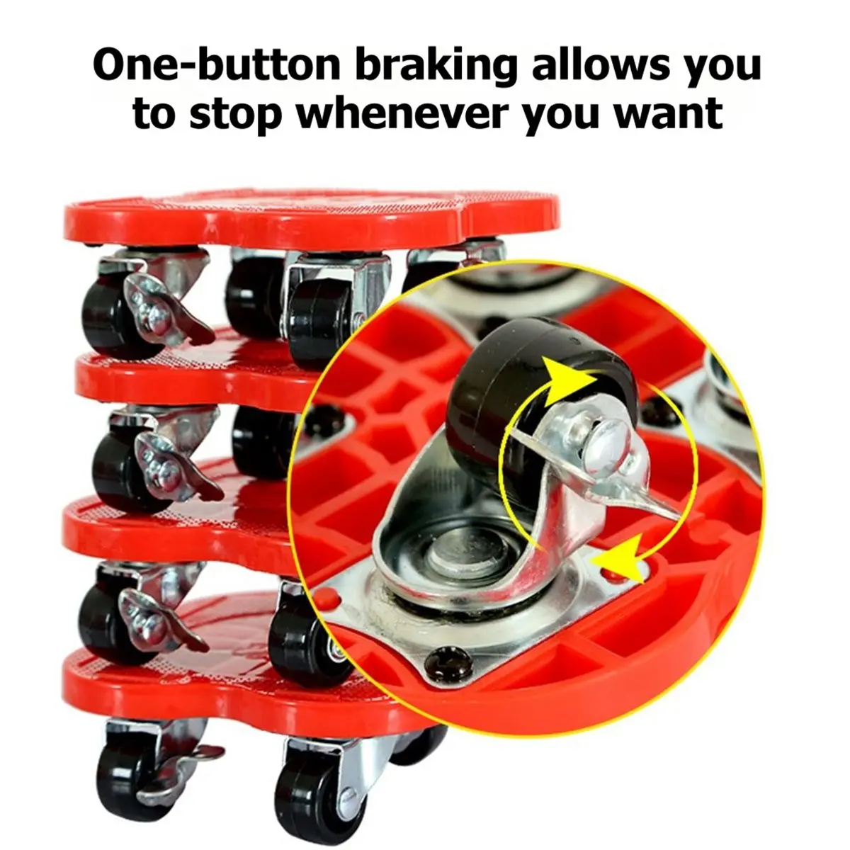 

5-Pcs Brake-Equipped Moving Tool Set for Transporting Large Items Portable Furniture Moving Tool for Bulky Goods Red