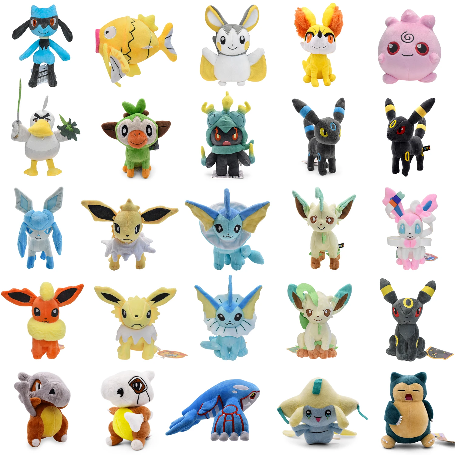 

26 Styles Pokemon Plush Toy Riolu Peluche Cute Magikarp Emolga Fennekin Sirfetch'd Shiny Marshadow Kyogre Snorlax Stuffed Doll