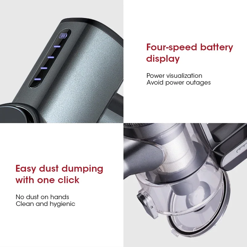 Handheld Wireless Vacuum Cleaner 9.5kPa Suction Power Multi-functions Electric Vacuum Sweeper Home Car Remove Mite Dust Cleaner