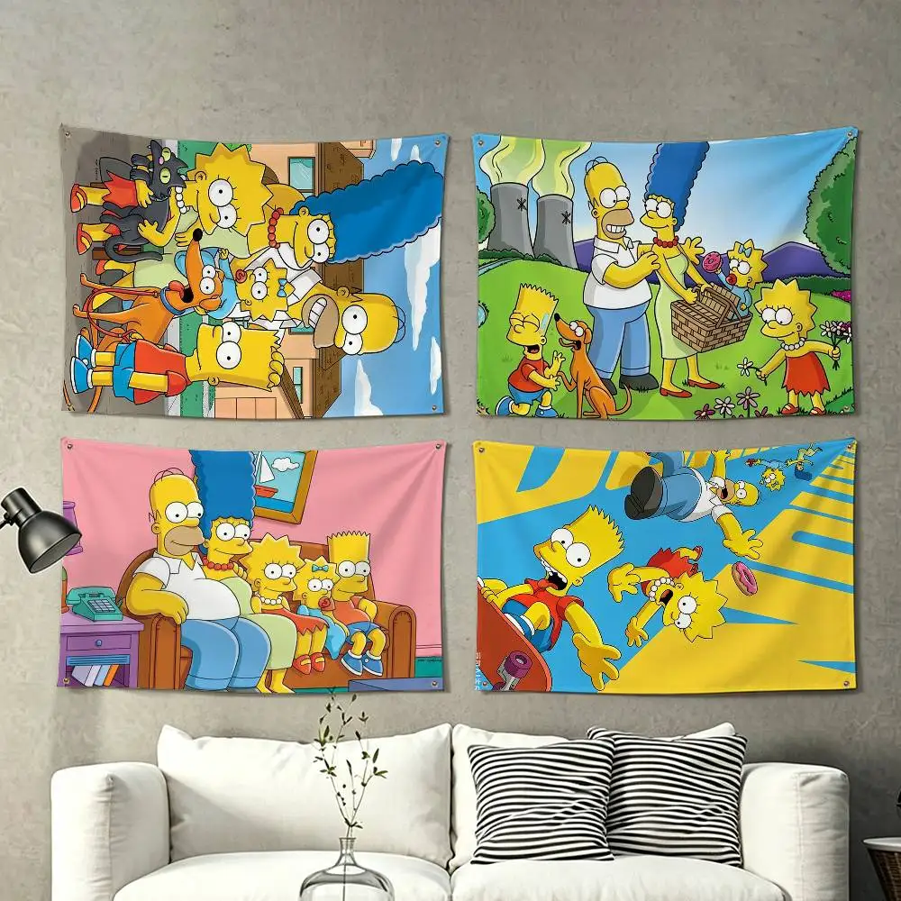 The S-Simpsons ANIME  Flags Wall Hanging Tapestry Outdoor Garage Room Decorative flag Background Blanket