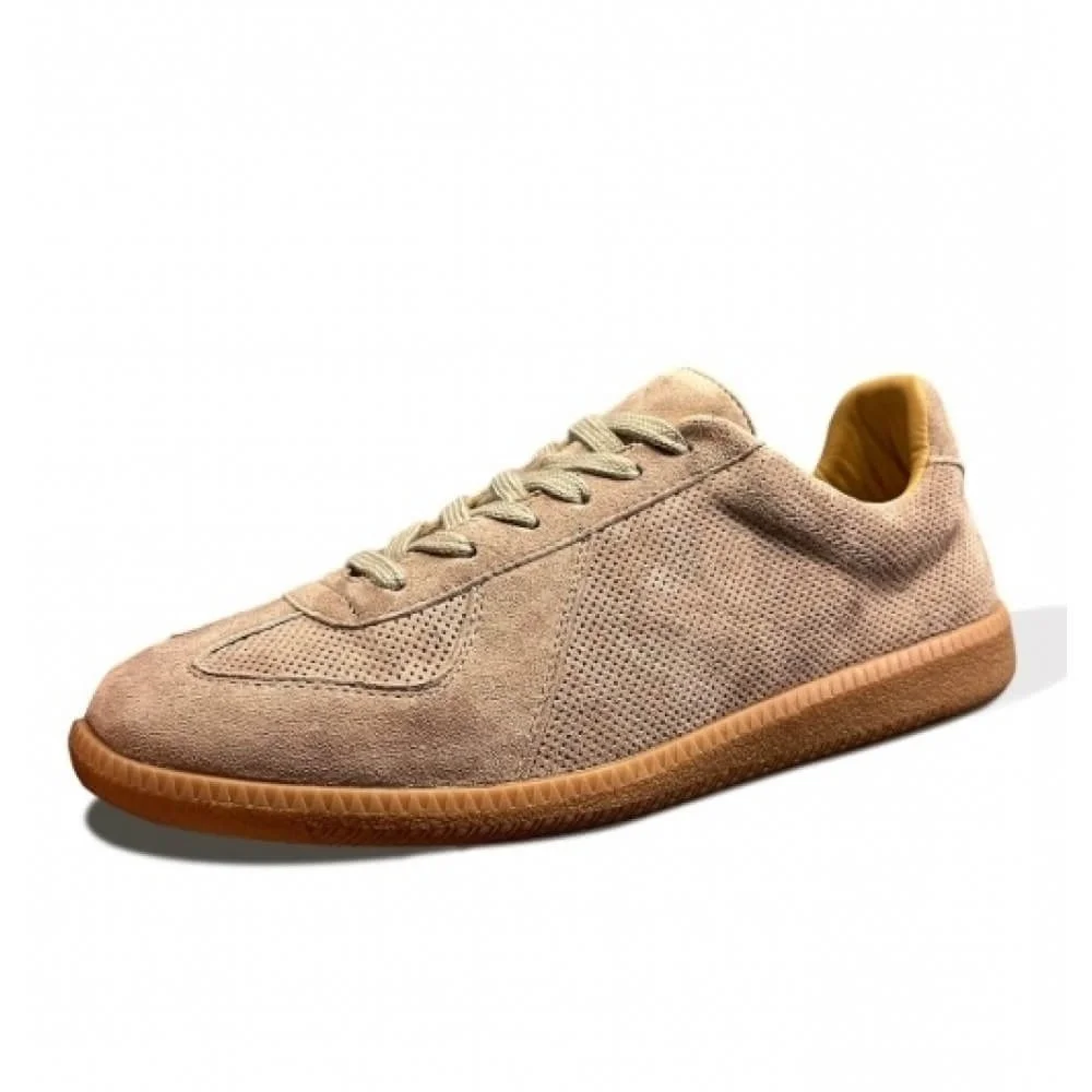 

Men’s Light Beige Suede Training Shoes, Breathable Anti-Slip Casual Gum Sole Sneakers
