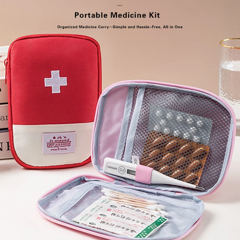 Botiquín de primeros auxilios para acampar al aire libre, senderismo, tableta de medicina portátil, bolsa de almacenamiento, botiquín de medicina de emergencia médica portátil de viaje