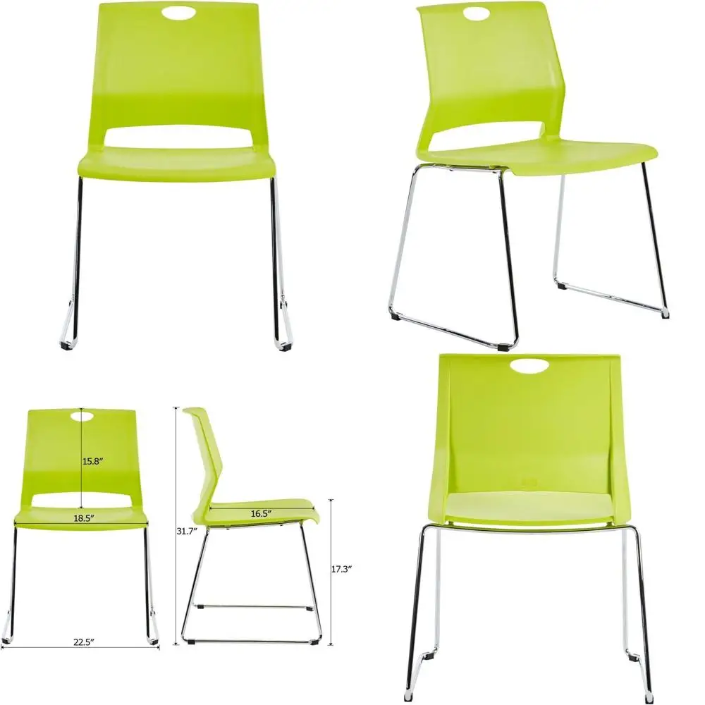 Stackable Green Chairs Set for Office and Classroom