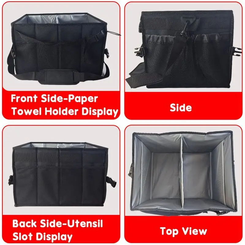 Grill Picnic Bag Organizer with Paper Towel Holder BBQ Bag for Keep Grilling Spices Tool for Outdoor