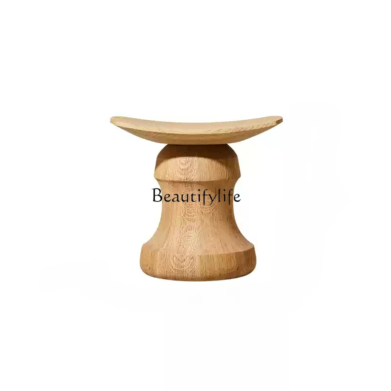 

Nordic creative wood carving low stool household log dining stool