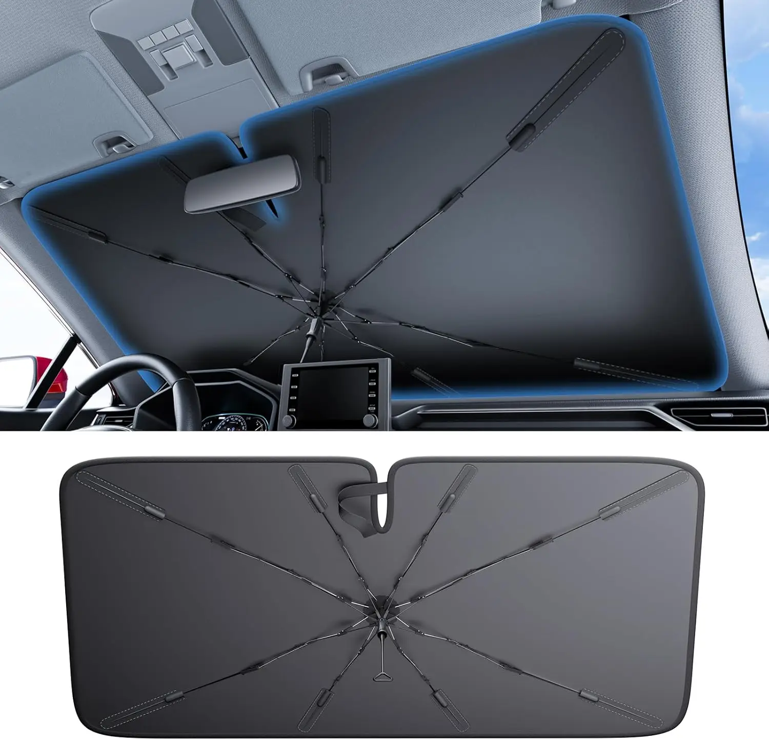 

Солнцезащитный козырек на лобовое стекло автомобиля 2025 года, 100% солнцезащитный козырек, охлаждение 4-го поколения, светоотражающая теплоизоляция, складной для седанов/УФ-защитков,