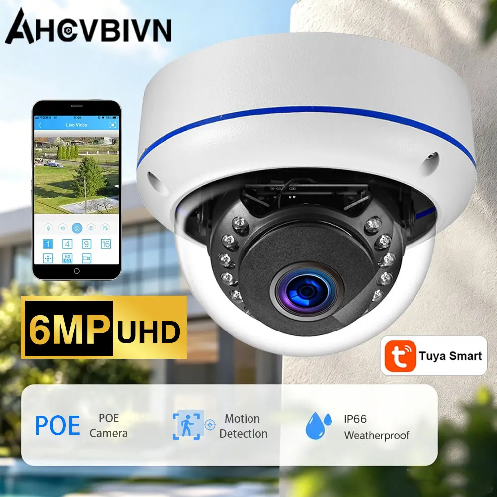 

6MP Tuya Smartlife Home Surveillance Camera IP POE Audio Recording Dome HD Night Vision Ai Detect CCTV Video Security For NVR