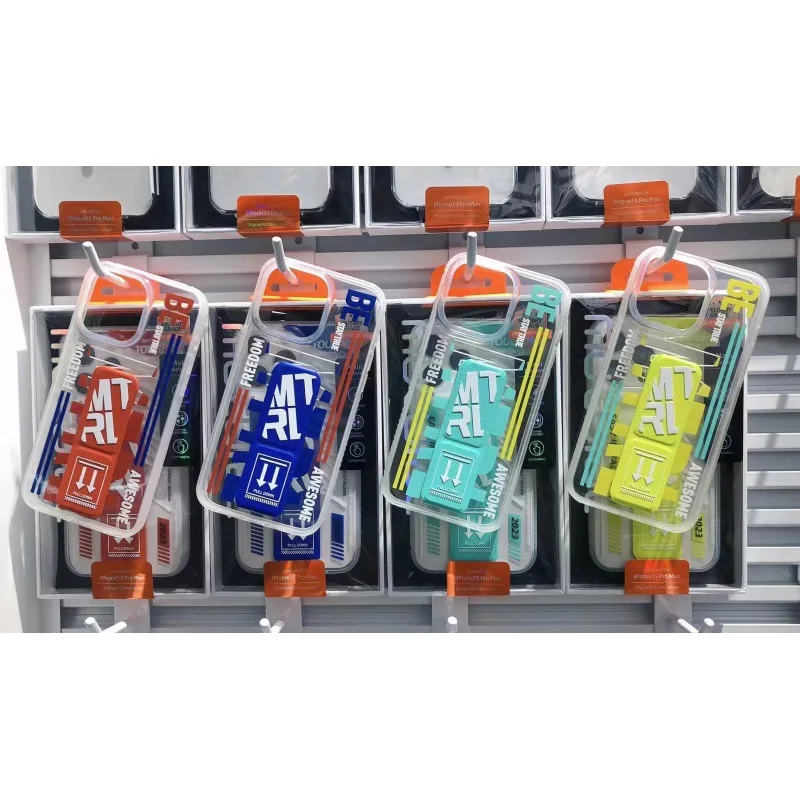 Cool and fashionable mutural For iPhone15 Pro max mobile phone case For Apple 15 15Pro colorful wristband holder protective case