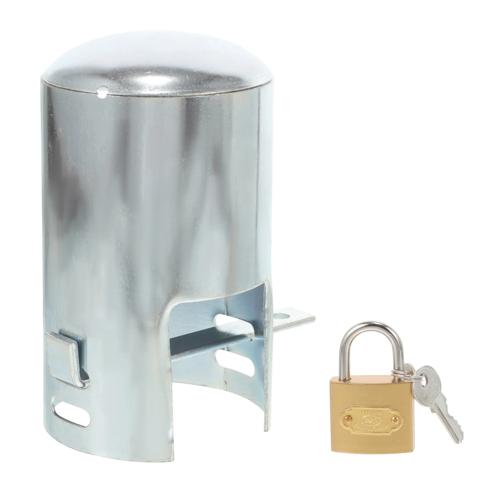 

for Faucet Lock Cover outside Fingerprint Proof Silver Iron Garden Hose Child