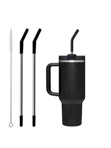 Stainless Steel Straw with Silicone Tip for Stanley Cup 2Pcs Replacement Straws for Stanley 40oz/30oz Tumbler 1Pcs Straw Brush
