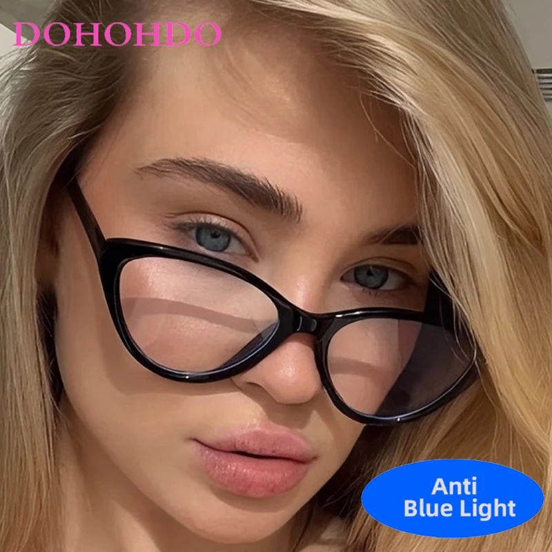 

Retro Cat Eye Glasses Men Women New Luxury Designer Computer Anti-Blue Light Glasses Unisex Fashion Classic Big Frame Eyeglasses