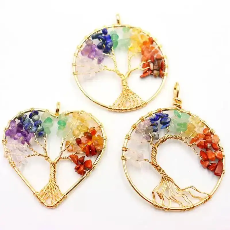 1pc 2inch Colorful crystal life tree, crystal gravel winding, suitable for hanging ornaments and pendants
