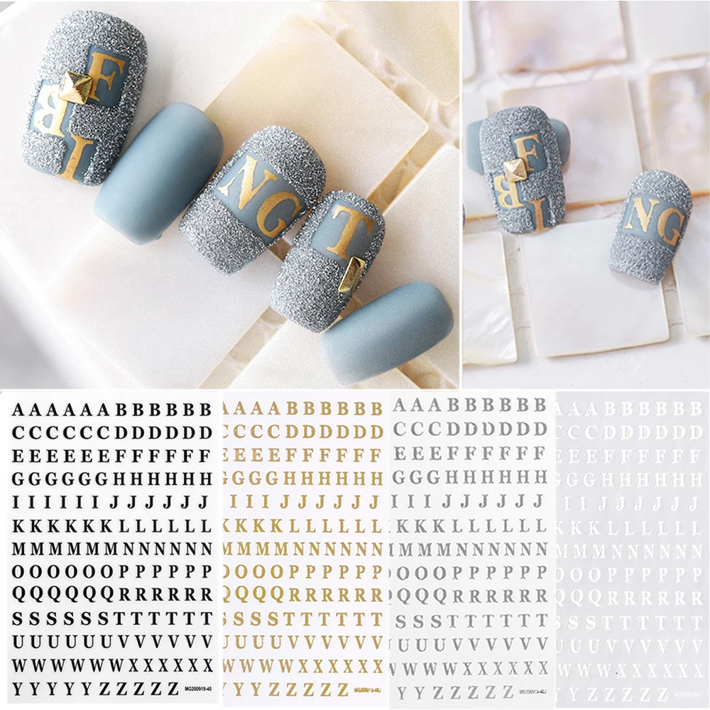 Tools Back Glue Self Adhesive English Alphabet Hollow Nail Art Decorations Nail Stickers English Alphabet Decals Nail Foils