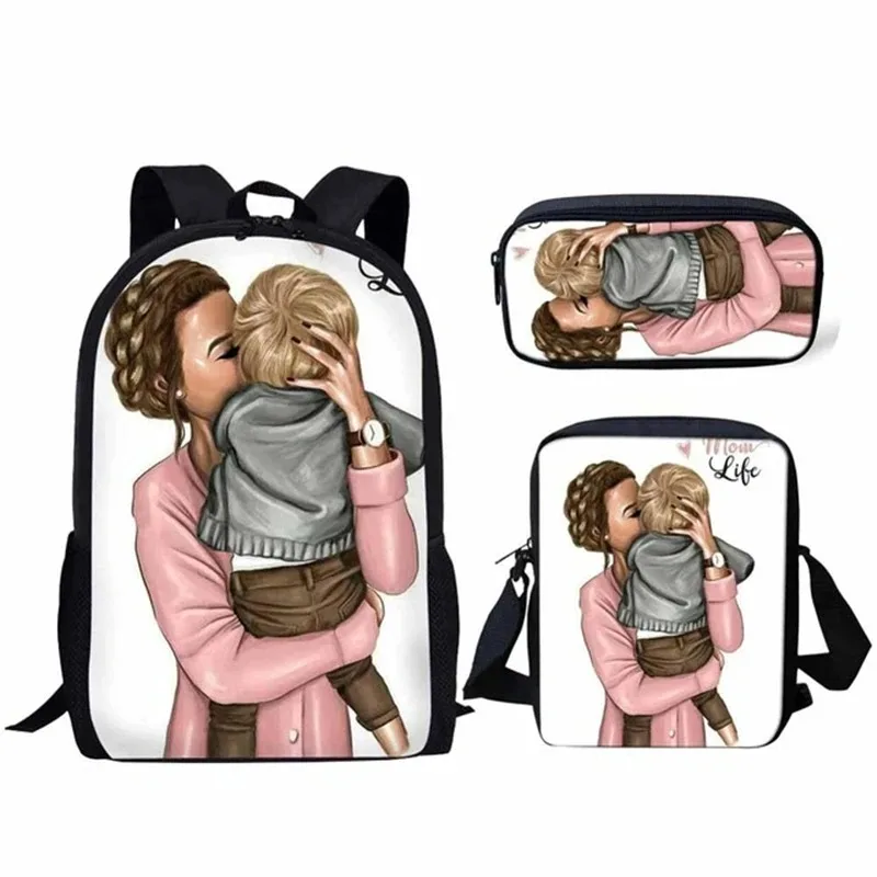 Harajuku Super Mother Life Daughter 3D Printing Backpack, Student School Backpacks, Laptop Backpack, Backpack, Tilt Shoulder Bag