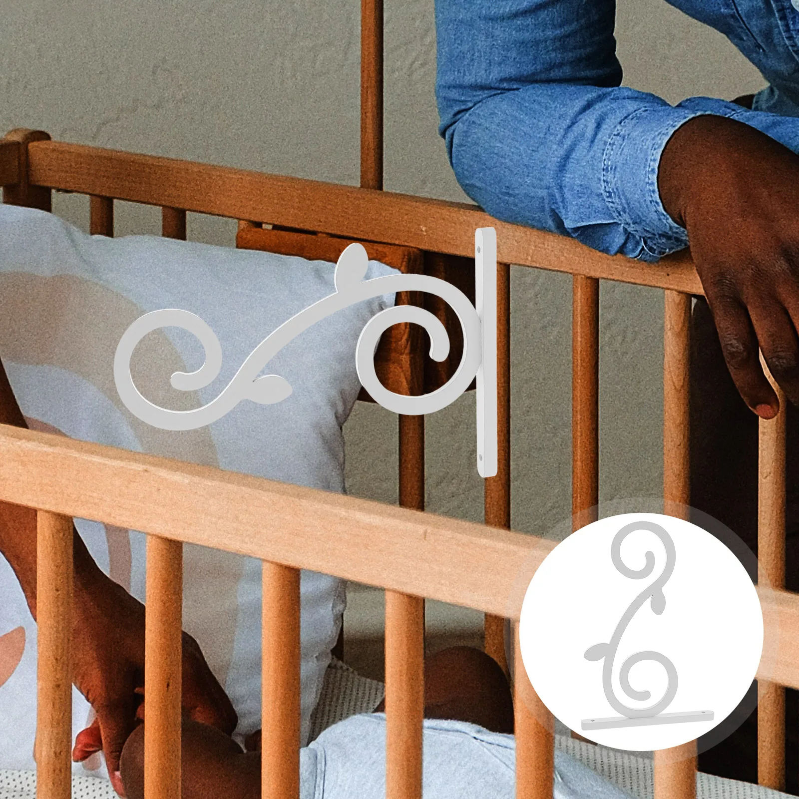 

Wooden Fixed Arm Removable Baby Bed Holder Bracket Durable Natural Wood Compatible With Bassinet Mobiles Hanging Stand Crib