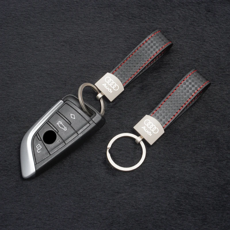 Car Keychain Metal Buckle Plaid Pattern Luxury Keyring For Audi A1 A2 A3 A4 A5 A6 A7 A8 Q1 Q2 Q3 Q4 Q5 Q6 Q7 Q8 TT RS3 S5 B8 RS6