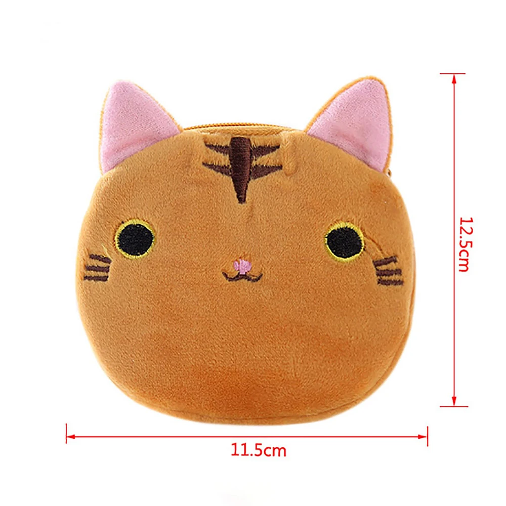 1Pcs Soft Plush Cartoon Women Coin Purse Cute Animal Zipper Children Girl Coin Wallet USB Cable Headset Mini Bag Key Wallet