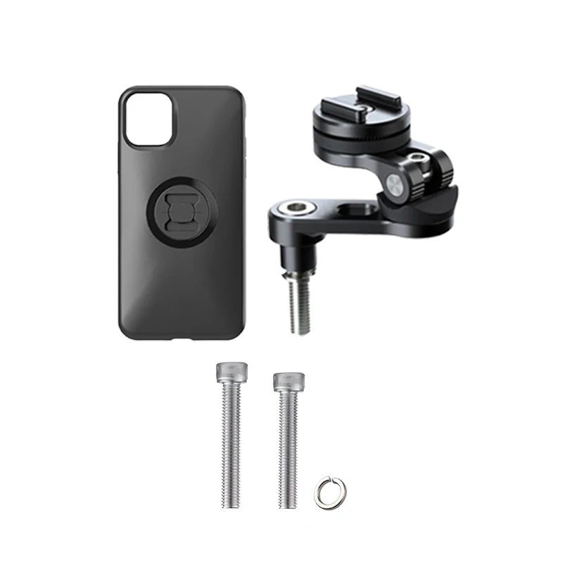 Motorcyclist Puts The Code Hole Phone Holder For The Steel Clamp M8 Screw Mount To Support Quick Lock With IPhone Case