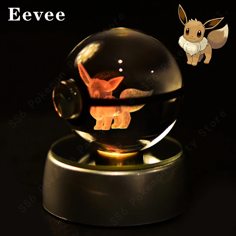 Pokemon Kristallen Bol 3D Pikachu Mewtwo Gengar Pokébal 3D Nachtlampje Glazen Beeldje Pokemon Kristallen Bol Kinderverjaardagscadeau