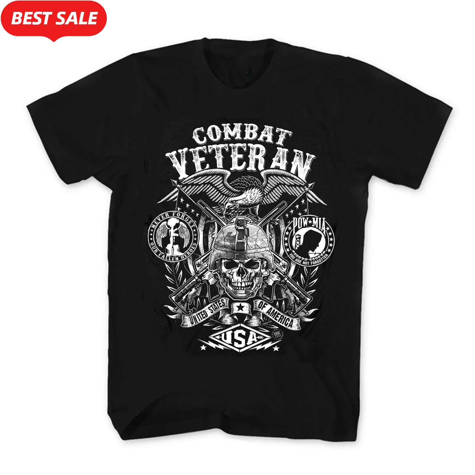 Never Forget American Army Combat Veteran T-Shirt. Summer Cotton O-Neck Short Sleeve Mens T Shirt New S-3XL
