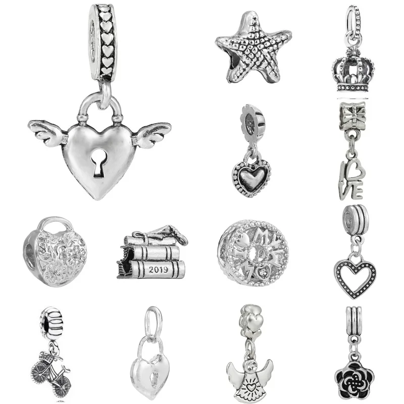 Hollowing Out Star Alloy Starfish Charm Beads Heart Shaped Pendant DIY Accessories For Pandora Jewelry Making Thanksgiving Gifts