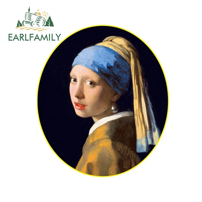 EARLFAMILY 13cm x 6cm for Girl with A Pearl Earring Decal Trunk Occlusion Scratch Helmet Camper Car Stickers Camper SUV Graphics