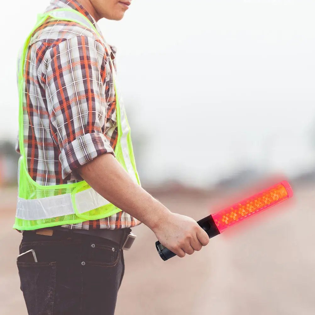 2Pcs 26Cm LED Traffic Signal Wands Dazzling Illumination Clear Directional Guidance for Parking Control Concert Safety