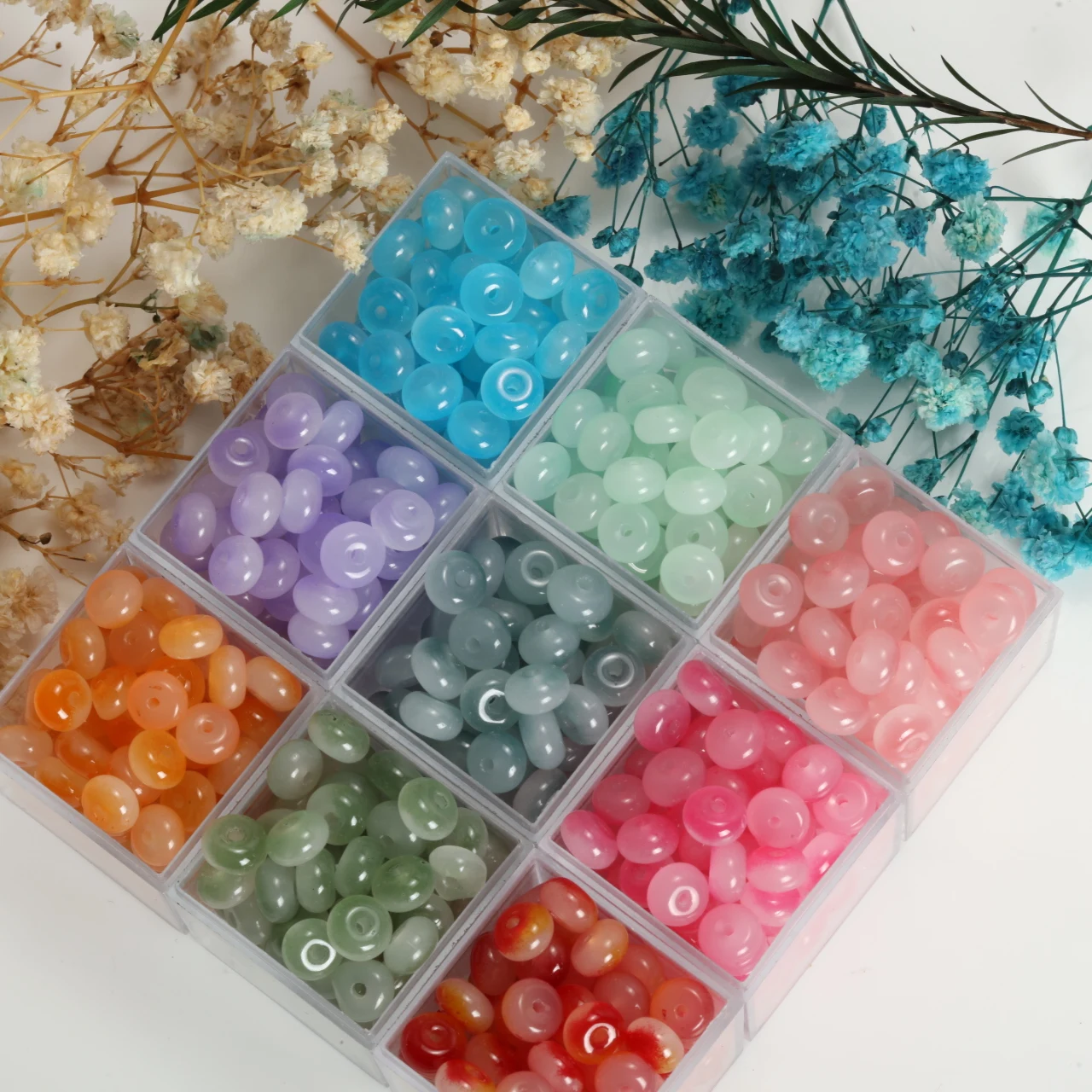 50-400pcs 5x8mm Mint Green Abacus Glass Beads, Loose Beads for Handmade Bracelet & DIY Jewelry Ornament Accessories