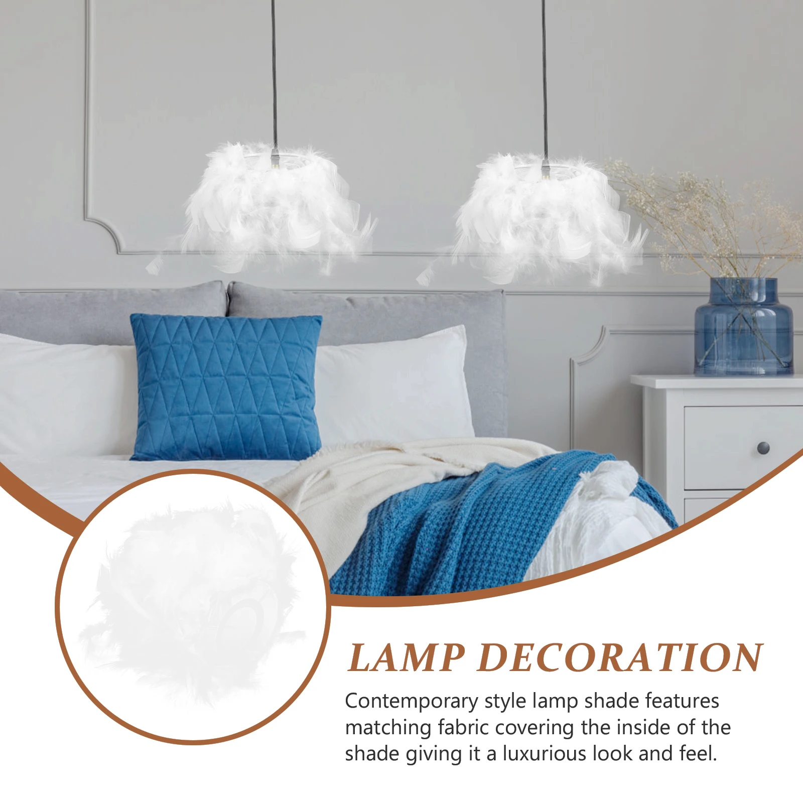 

Faux Plume Lamp Shade Replacement E27/E14 Cloth Lampshade For Bedroom Decorative Table Lamp Cover Modern Aesthetic Shade Unique