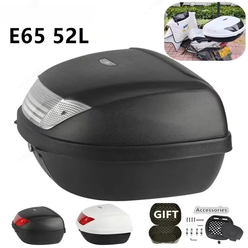 WLH E65 52L Motorcycle Trunk Extra Large Capacity Electric Vehicle Toolbox Motorcycle Rear Shelf Storage Box Motorcycle Box