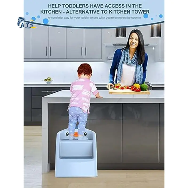 

AY03-Toddler Step Stool Bathroom Sink Step Stool Toddler Bathroom Sink Blue Toilet Potty Training Child Kitchen Helper Plastic L