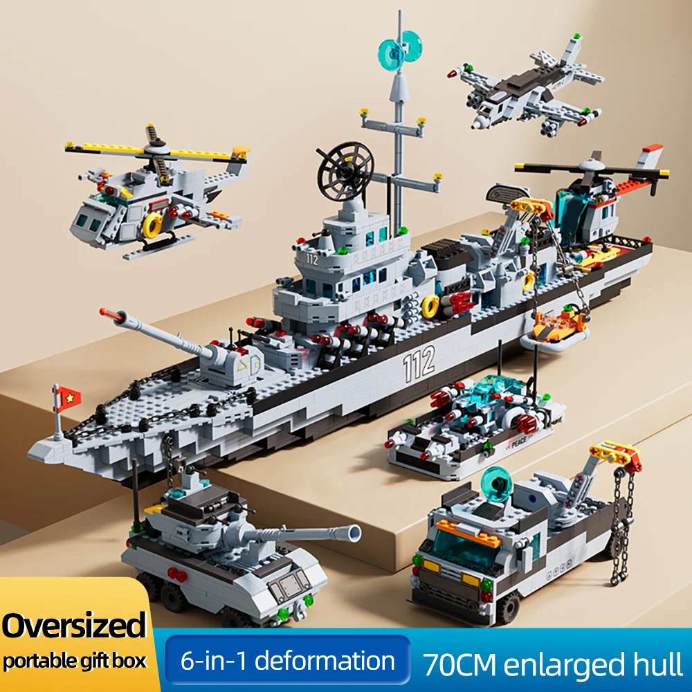 ToylinX 2000PCS Military Battleship Ocean Boat Ship Building Set Warship Building Toy Cruiser Building Bricks as Halloween Gifts