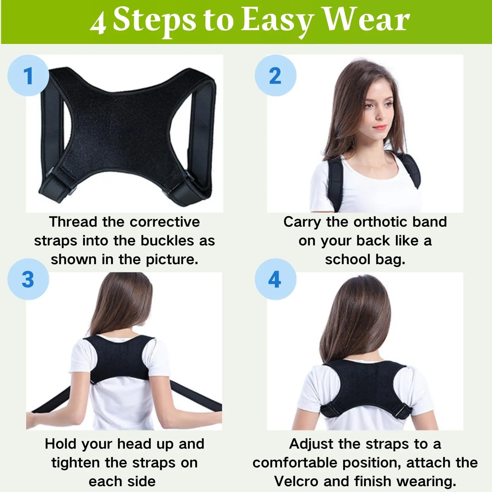 Adjustable Posture Corrector Back Support Belt- Breathable Non-Slip Ergonomic Support for Improved Posture Suitable for Sitting image 3