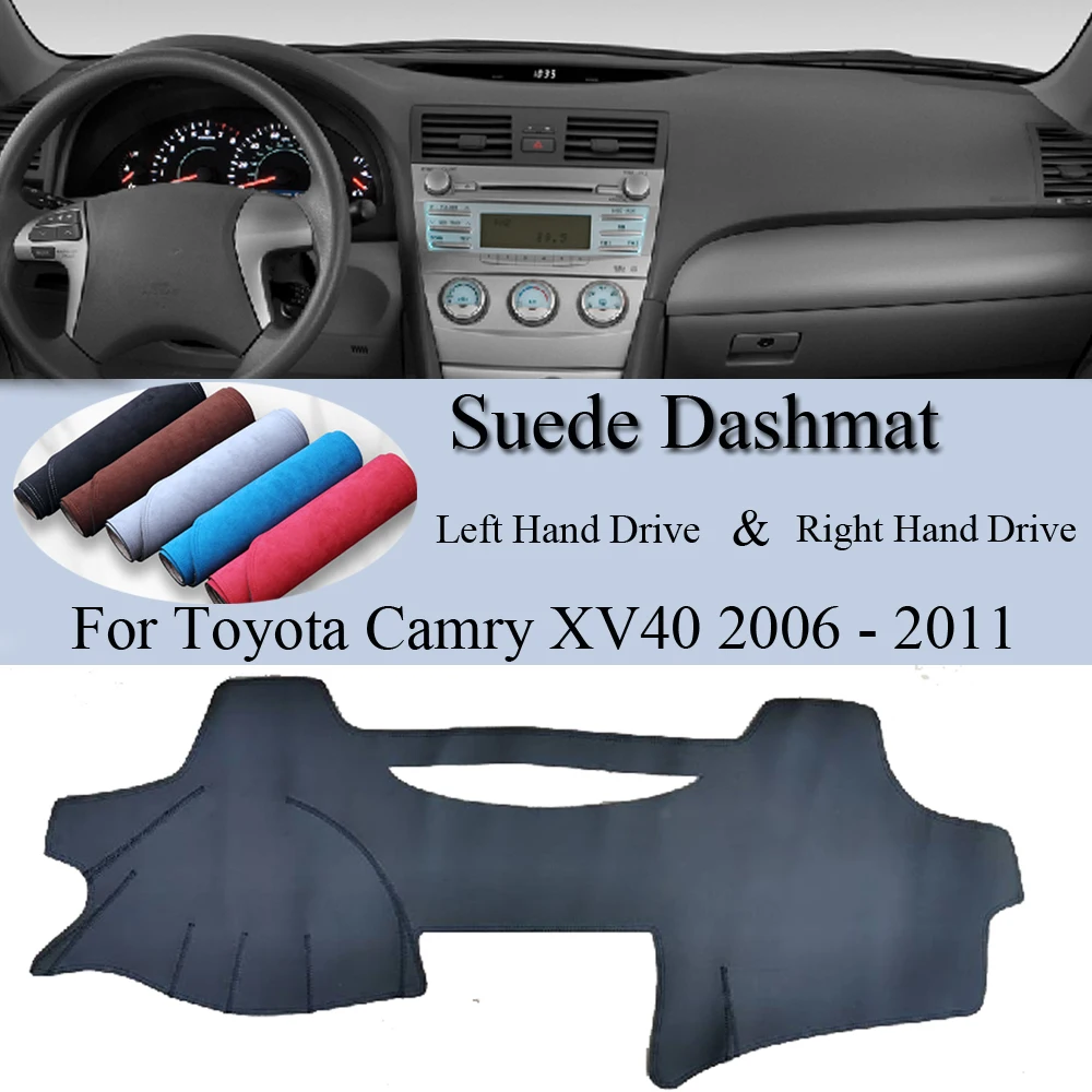 Podkładka z zamszowej skóry na pokrywa deski rozdzielczej z mata na deskę rozdzielczą osłony przeciwsłoneczne do samochodu Toyota Camry XV40 40 2006 - 2011 2007 2008 2009
