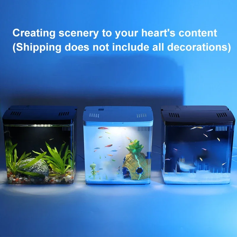 Aquarium Small Mini Fish Tank Home Fish Aquarium Self-Circulating Back Filter With Lighting And Wave Pumps Fish Tank Kits