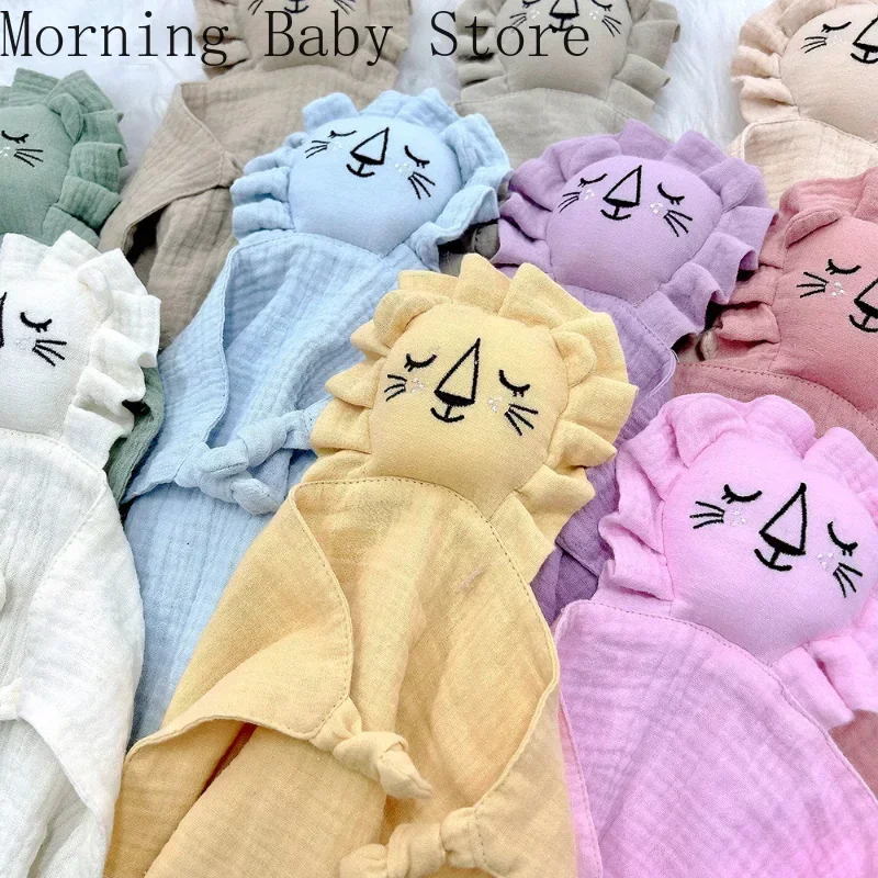 Cute Baby Rabbit Cat Comforter Soft Cotton Sleeping Dolls Soothing Cloth Blanket Baby Muslin Towel Newborn Appease Towel Bibs