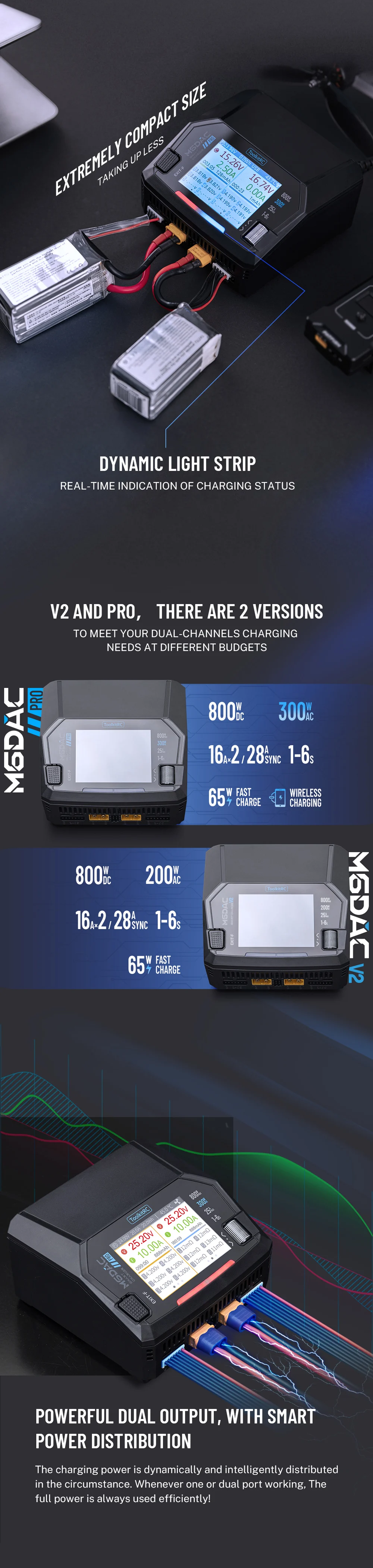ToolkitRC M6DAC V2/PRO Ladegerät Intelligente Ausgleichsspannung AC300W 200W DC800W Lithium-Batterie 1-6S FPV Spielzeugmodell Auto Zubehör – Detail 9