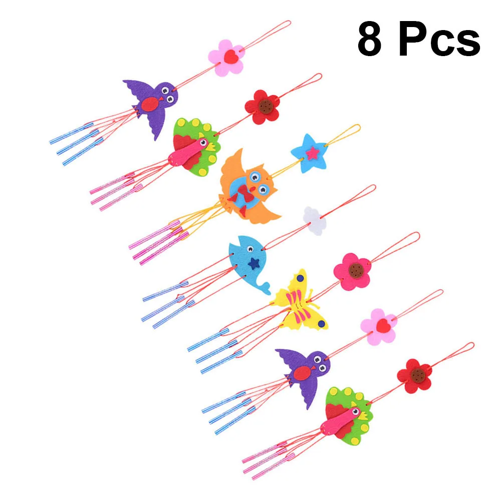 ชุดทำโมบายลม 8 ชิ้น ชุดงานฝีมือสำหรับเด็ก วัสดุทำโมบายลมแบบแขวน ของตกแต่งบ้าน ของขวัญสร้างสรรค์