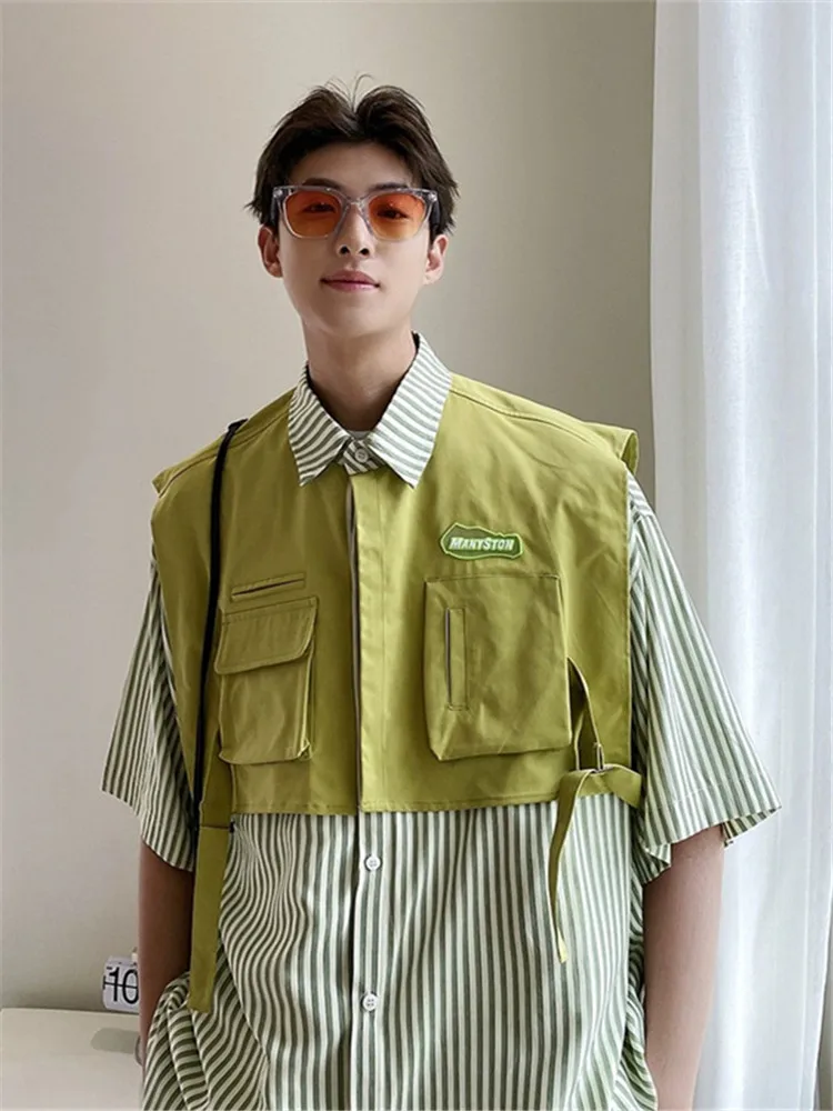 

een Striped ort Sve irt Men's Trendy Brand Summer Haome Design Workwear Jaet Outerwear Loose Fit Youth Faion