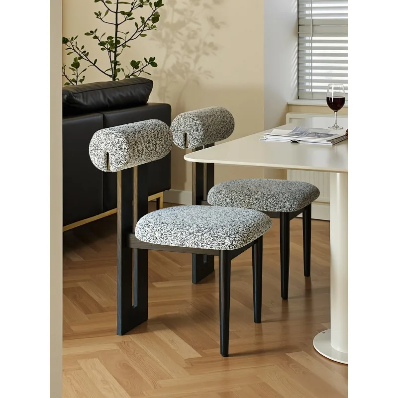 

Light luxury retro solid wood dining chair home living room leisure chair makeup back chair