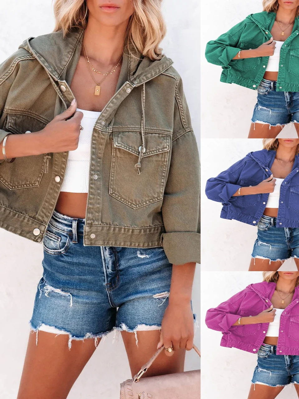 

Cowboy Women's Dstring Hooded Loose Jaet New Sle Youth Faion Cotton Blend Long Sve ort Coat Autumn Wear