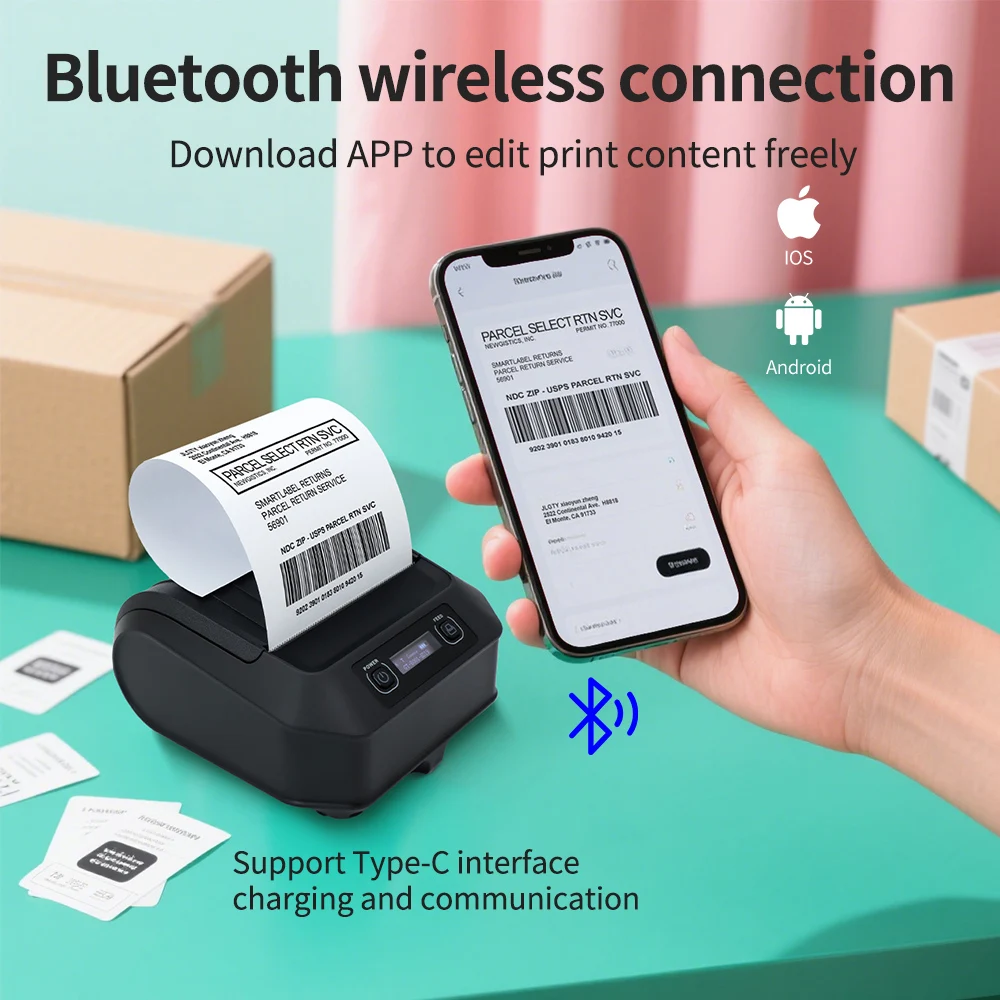 Xincode Factory Mini Portable Thermal Printer GT-8001 Wireless Receipt Sticker 80mm Label Barcode Printer