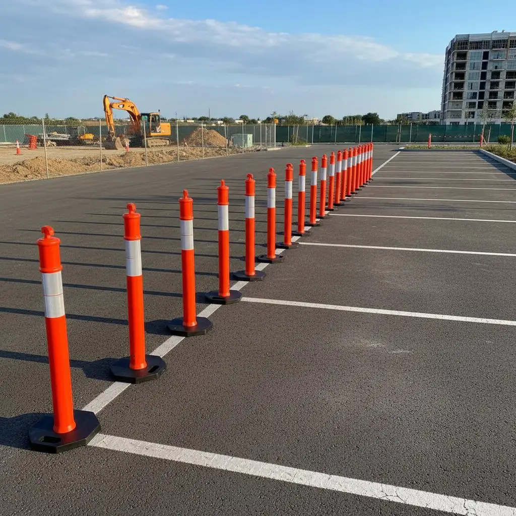 

Дорожные сигнальные столбики (12 шт., 48 дюймов) для строительных площадок, парковок, контроля толпы, с высококачественными светоотражающими полосами